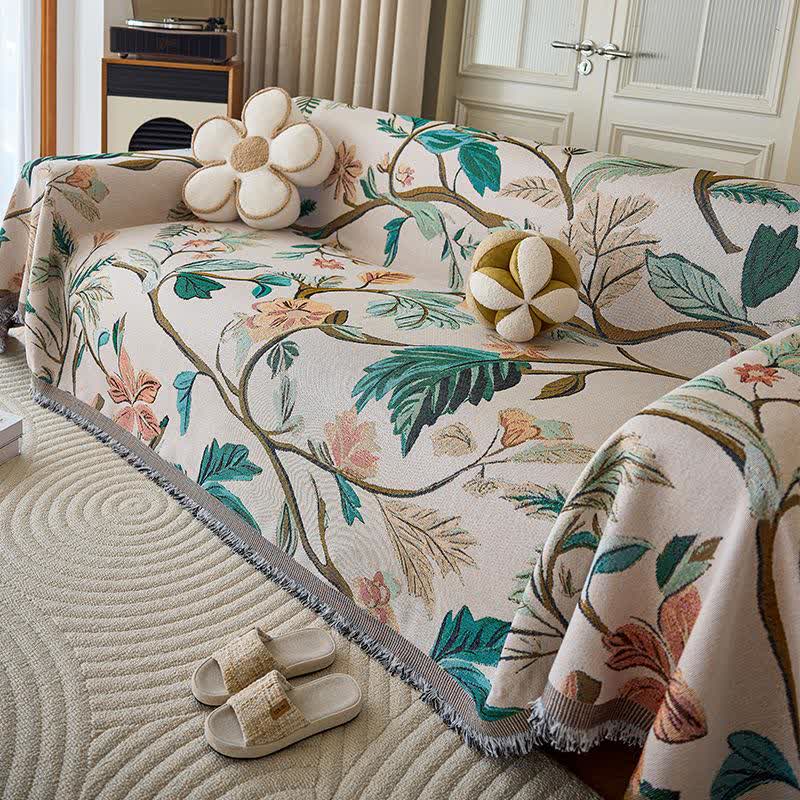 Branch Leaf Tassel Sofa Throw Blanket - 71" x 134" - image 0