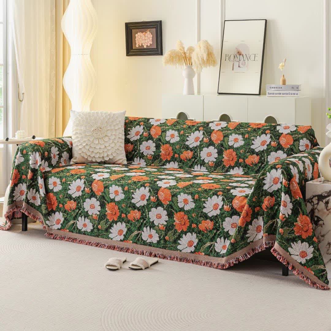 Chenille Daisy Jacquard Sofa Throw Blanket - image 1