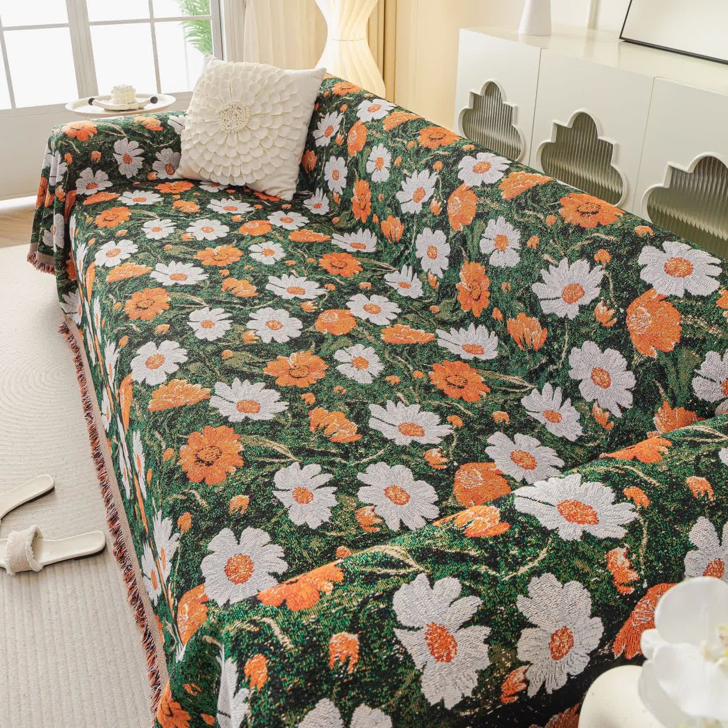 Chenille Daisy Jacquard Sofa Throw Blanket - image 2