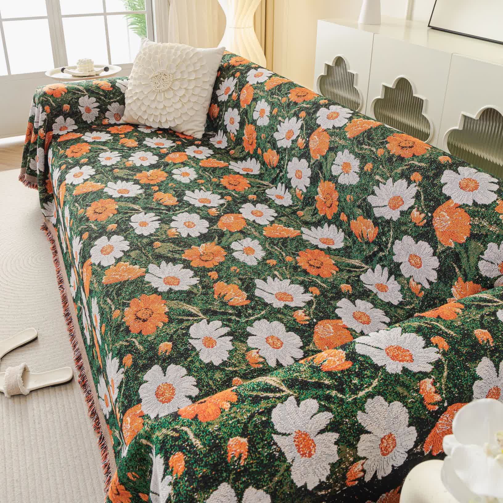 Chenille Daisy Jacquard Sofa Throw Blanket - image 2