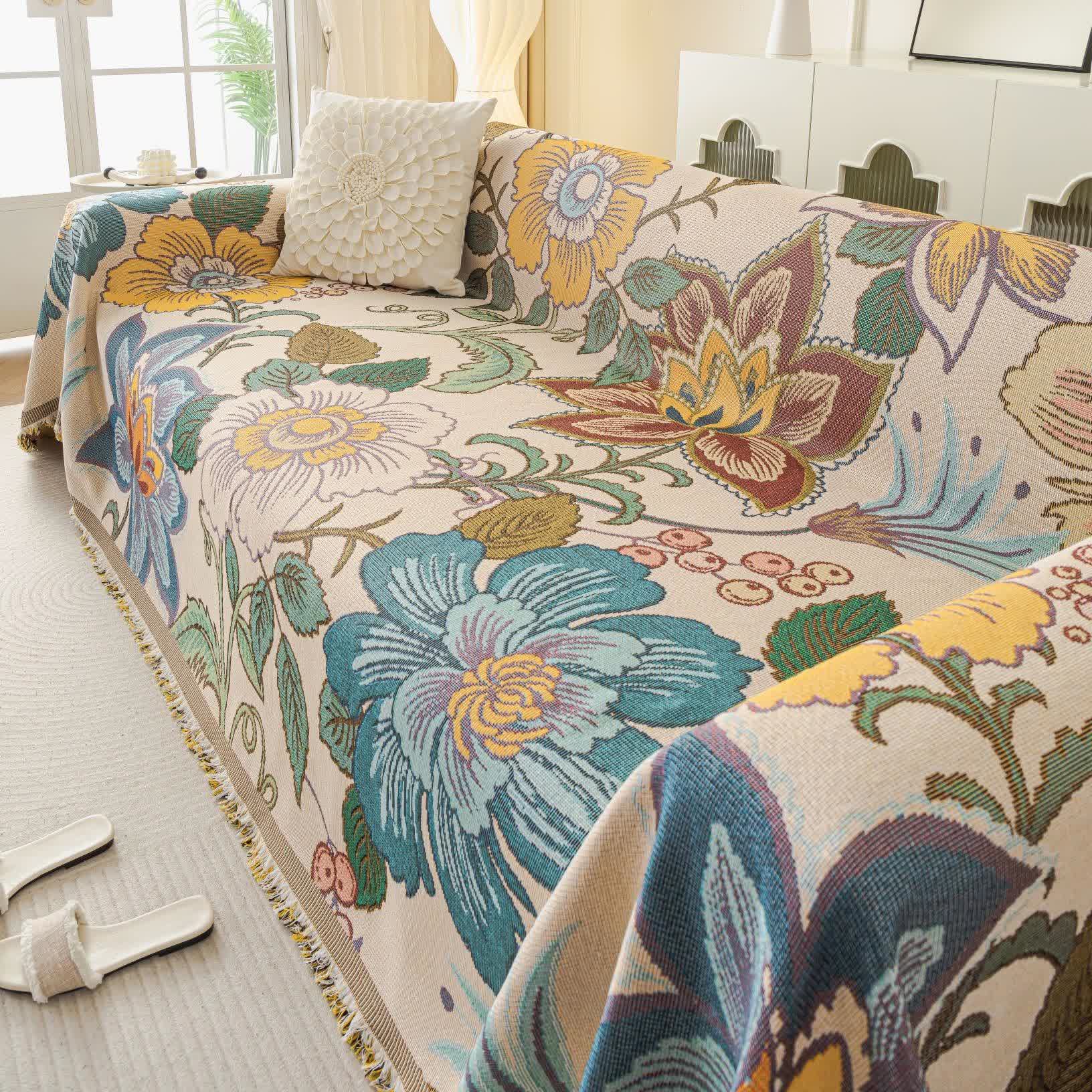 Chenille Jacquard Floral Sofa Throw Blanket - 71" x 134" - image 0