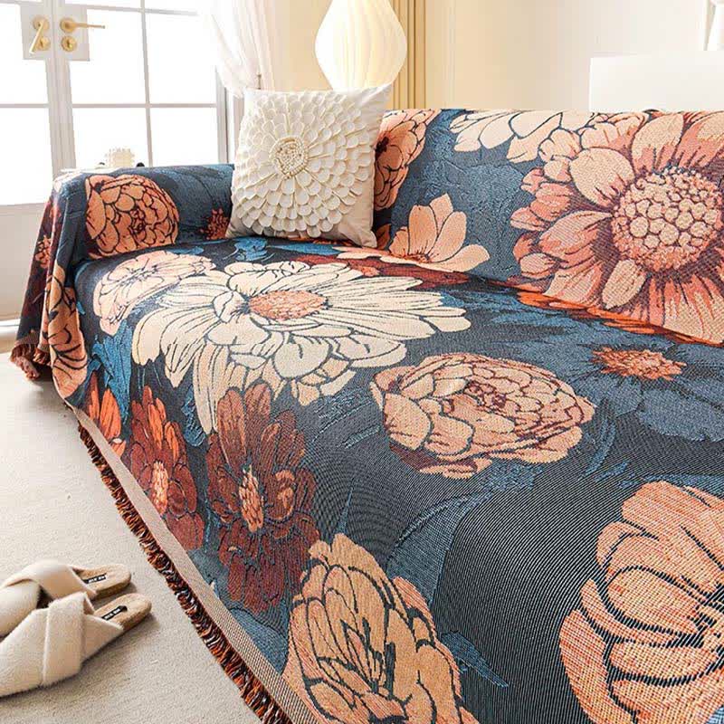 Chenille Camellia Jacquard Sofa Throw Blanket - 71" x 134" - image 0