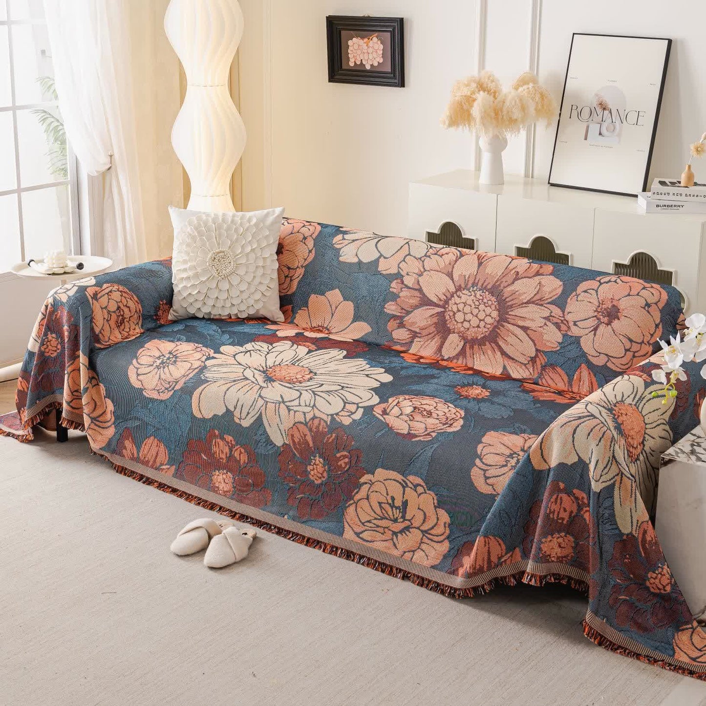 Chenille Camellia Jacquard Sofa Throw Blanket - image 1