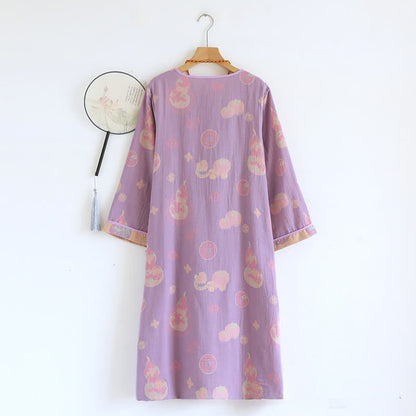 Gourd Pure Cotton Gauze Loose Nightdress - image 1