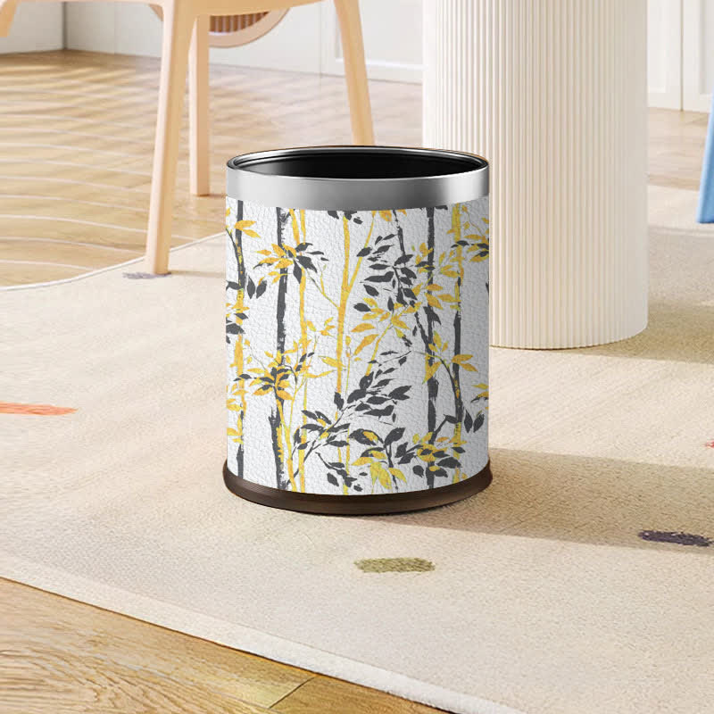 Rustic Tree Stainless Steel Trash Can - White - Standard Silver Circle - 9"W x 9"L x 10"H - image 3