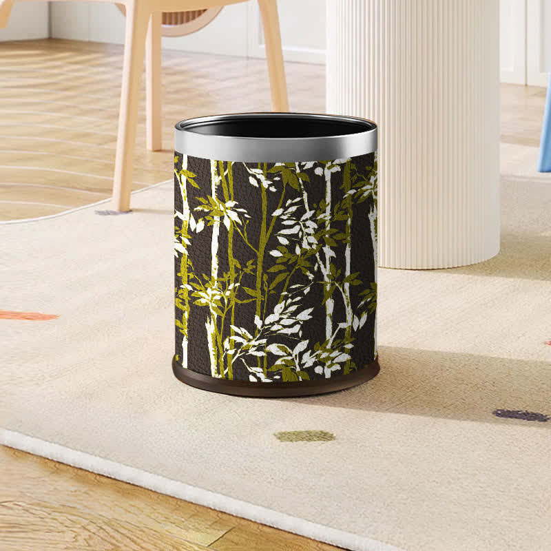 Rustic Tree Stainless Steel Trash Can - Brown - Standard Silver Circle - 9"W x 9"L x 10"H - image 9