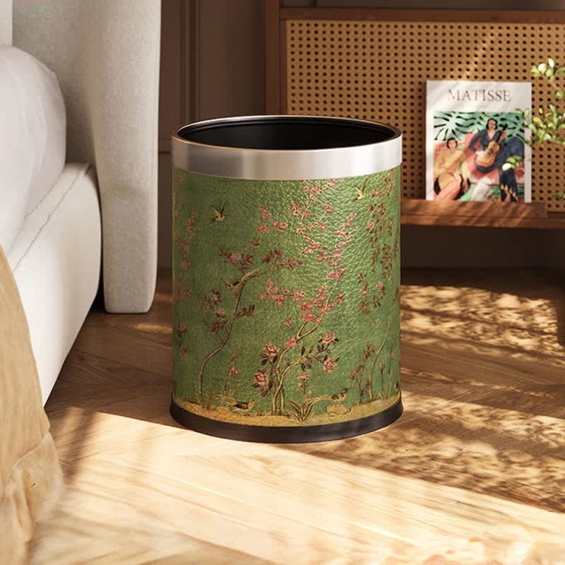 Green Pastoral Bird Durable Trash Bin - image 2