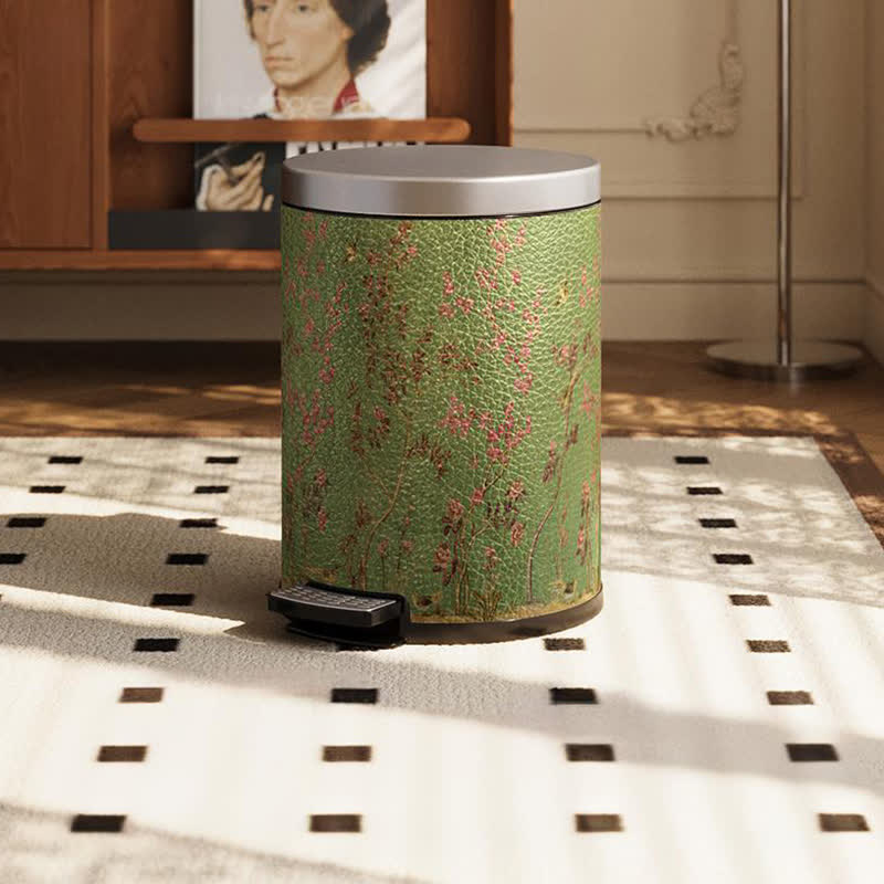 Green Pastoral Bird Durable Trash Bin - Foot Pedal - 11"W x 11"L x 14"H - image 5