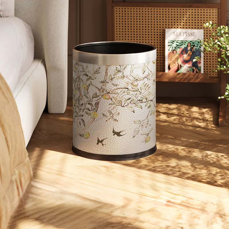 Rustic Double Layer Pastoral Trash Can - Standard Silver Circle - 9"W x 9"L x 10"H - image 1