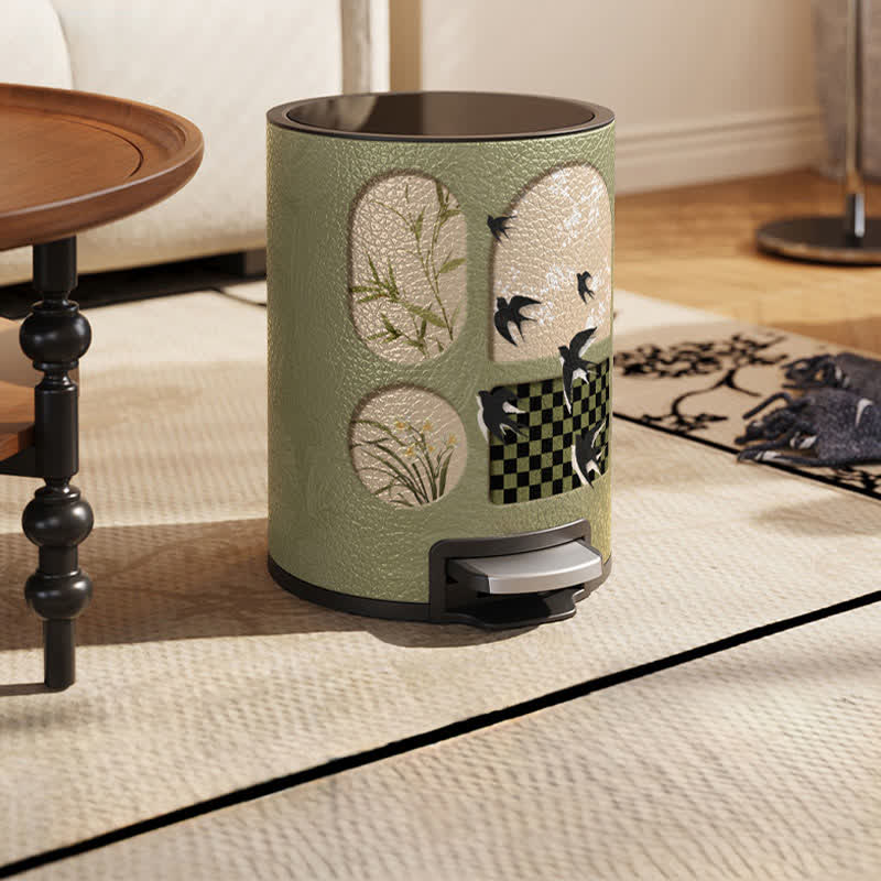 Durable Stainless Steel Leather Rural Trash Can - A - Foot Pedal - 10"W x 10"L x 14"H - image 2