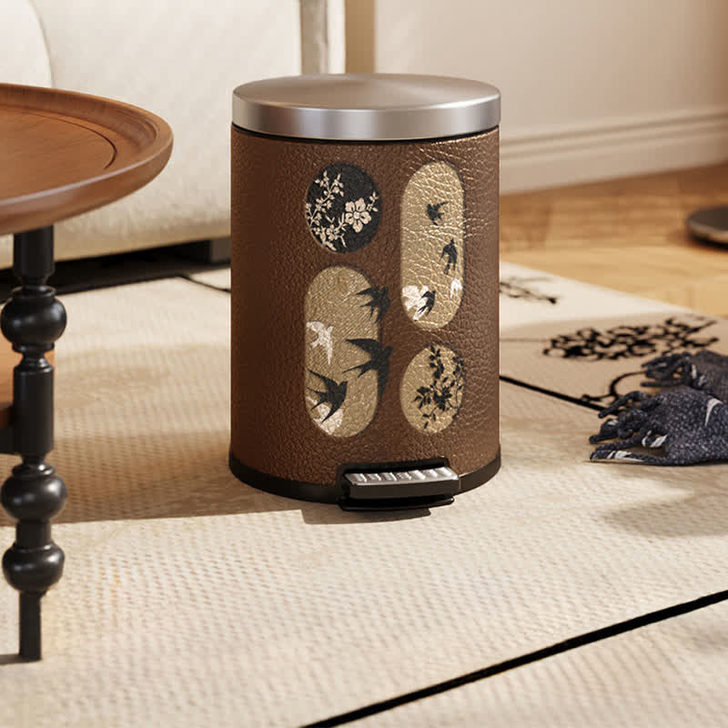 Durable Stainless Steel Leather Rural Trash Can - B - Foot Pedal - 11"W x 11"L x 14"H - image 11