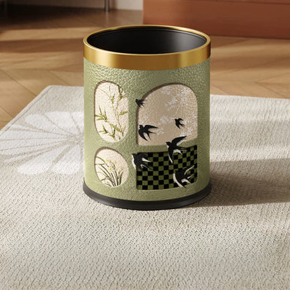 Durable Stainless Steel Leather Rural Trash Can - A - Standard Yellow Circle - 9"W x 9"L x 10"H - image 0