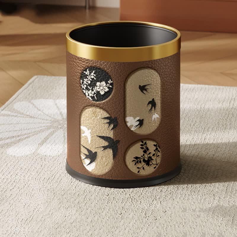 Durable Stainless Steel Leather Rural Trash Can - B - Standard Yellow Circle - 9"W x 9"L x 10"H - image 7