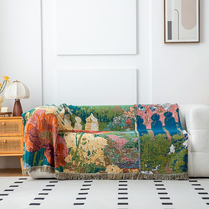 Vintage Floral Organic Cotton Gauze Quilt - image 1