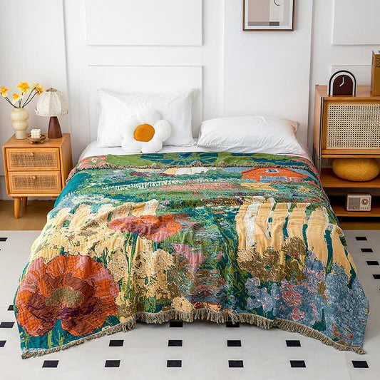 Vintage Floral Organic Cotton Gauze Quilt - Queen - image 0