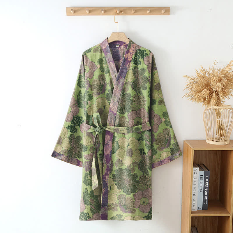Peach Blossom Cotton Gauze Kimono Robe - image 7