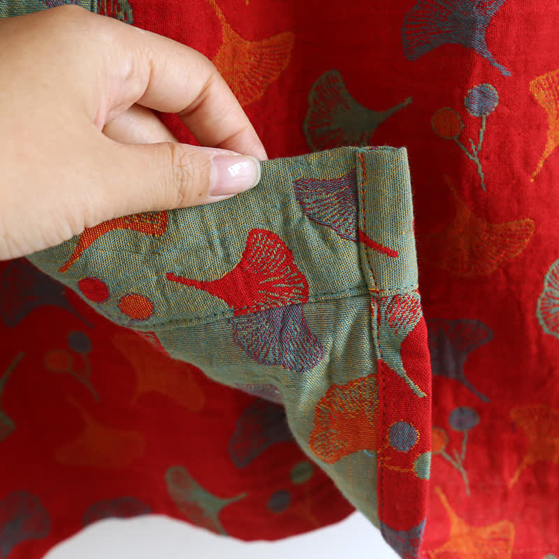 Two-Tone Ginkgo Cotton Gauze Kimono Robe - image 21