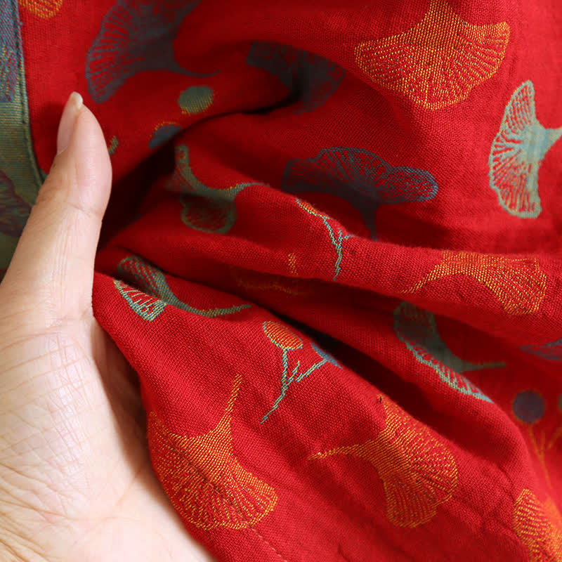 Two-Tone Ginkgo Cotton Gauze Kimono Robe - image 9