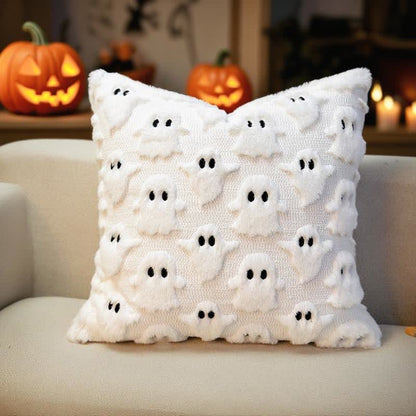 Halloween Ghost Embroidered Pillow Covers(2PCS) - 2x White - 18" x 18" - image 3