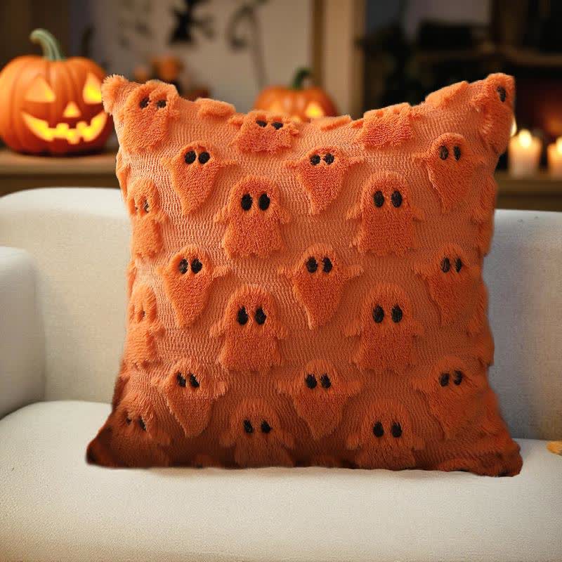 Halloween Ghost Embroidered Pillow Covers(2PCS) - 2x Orange - 18" x 18" - image 6