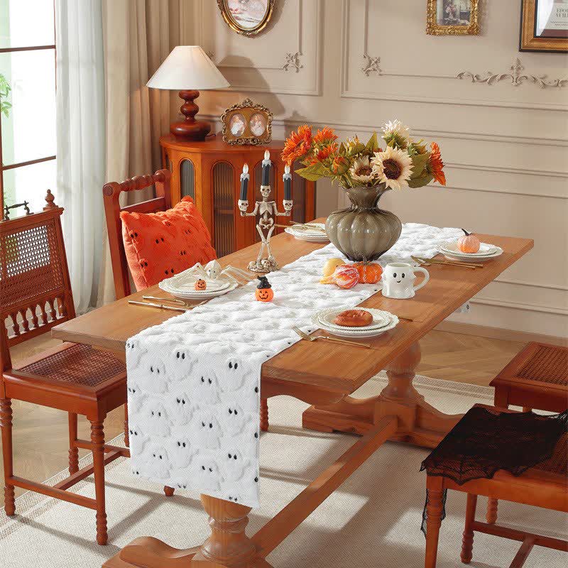 Halloween Plush Ghost Embroidered Table Runner - image 1