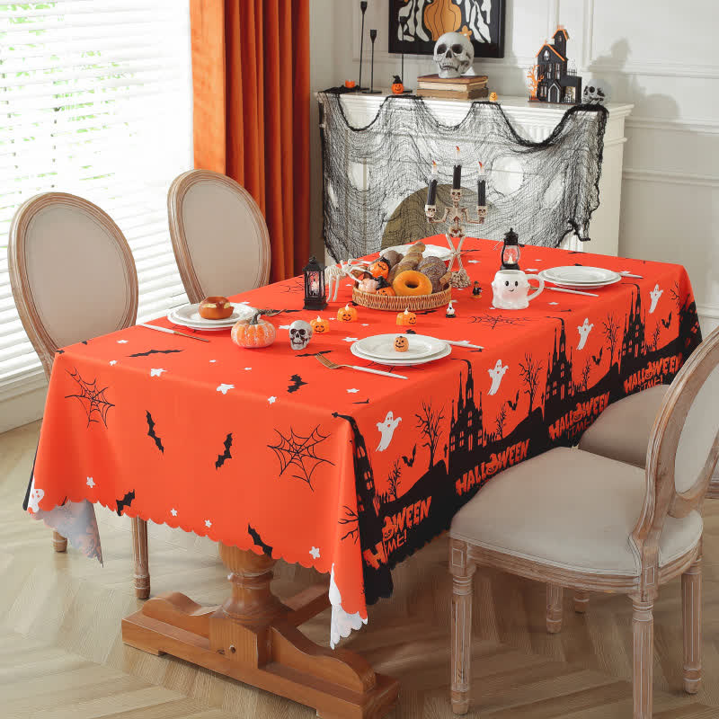 Halloween Haunted Castle Ghost Print Tablecloth - Rectangle - 59" x 118" - image 0