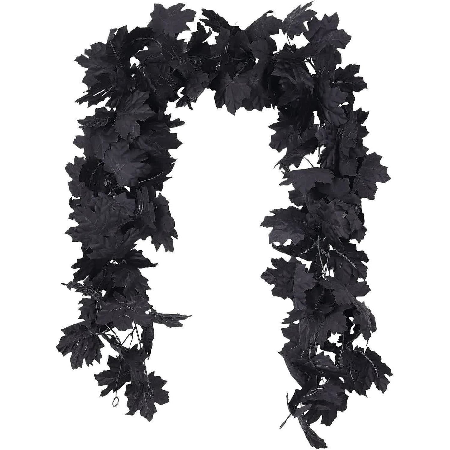 Halloween Black Artificial Maple Leaf Garland - 3PCS - 67" - image 2