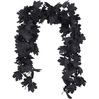 Halloween Black Artificial Maple Leaf Garland - 3PCS - 67" - image 2