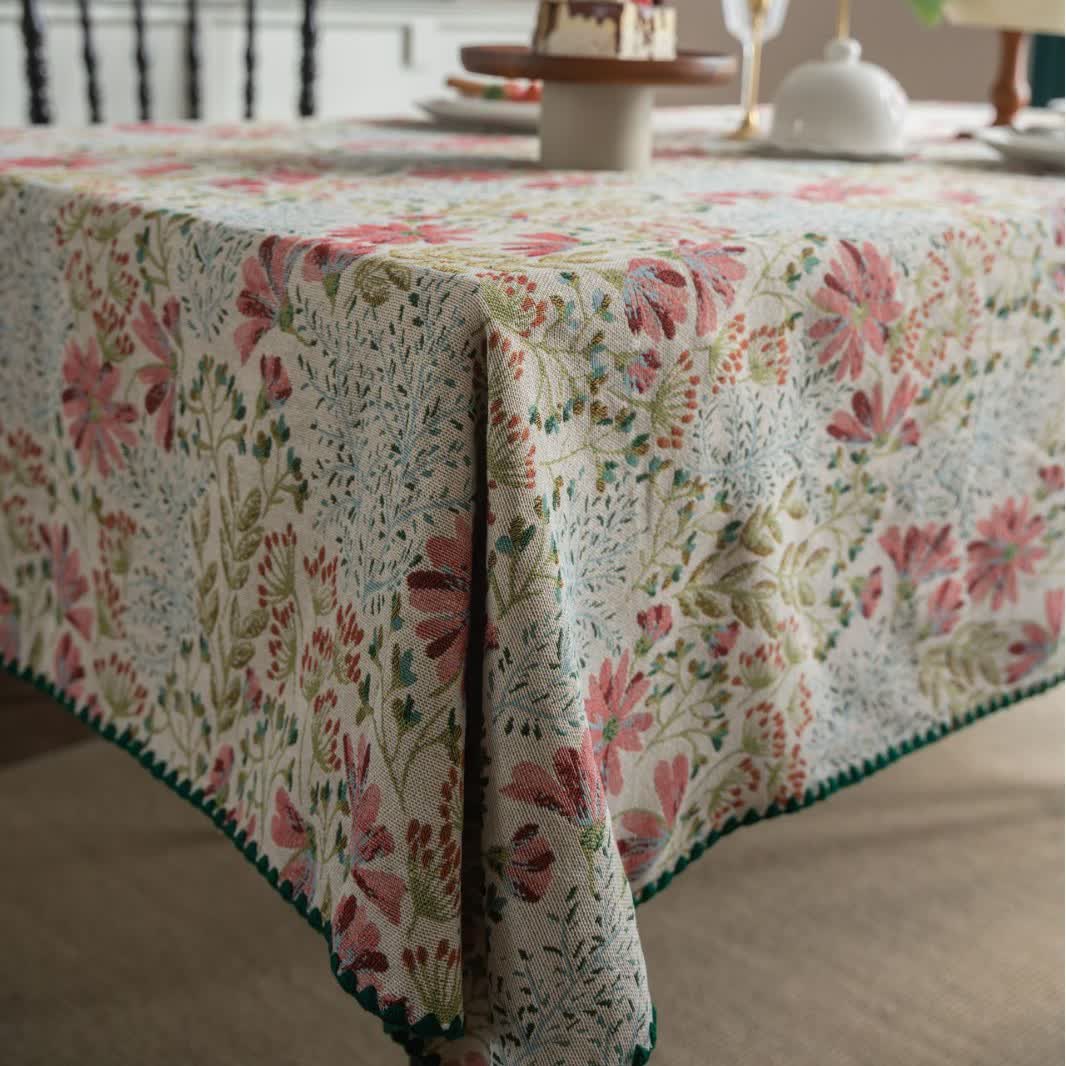 Vintage Pink Lily Jacquard Tablecloth - image 5