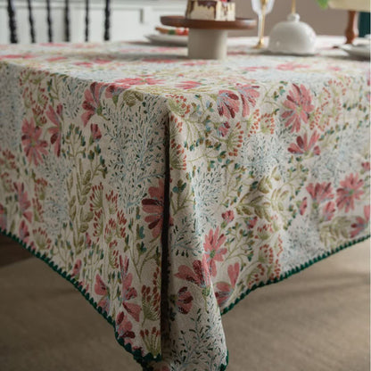 Vintage Pink Lily Jacquard Tablecloth - image 5