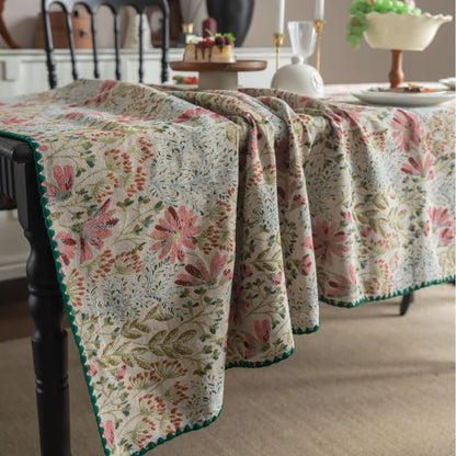Vintage Pink Lily Jacquard Tablecloth - image 6