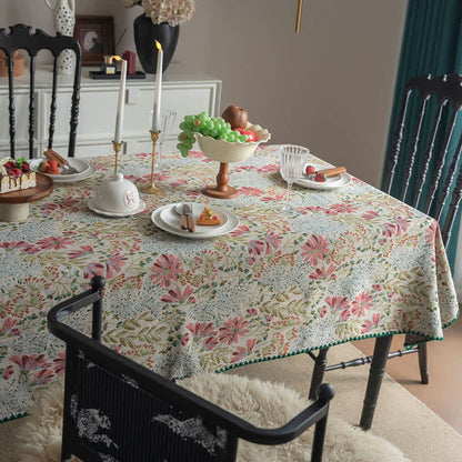 Vintage Pink Lily Jacquard Tablecloth - image 4