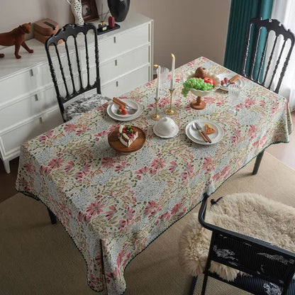 Vintage Pink Lily Jacquard Tablecloth - image 1