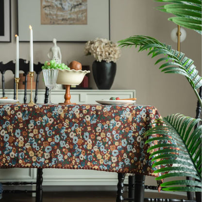 Retro Floral Blooming Jacquard Tablecloth - Rectangle - 55" x 102" - image 0