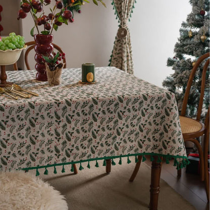 Christmas Pine Needle Berry Print Tablecloth - 55" x 102" - image 0