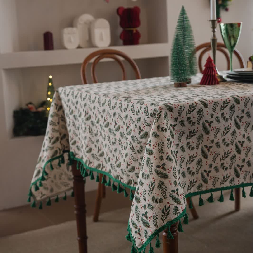 Christmas Pine Needle Berry Print Tablecloth - image 3