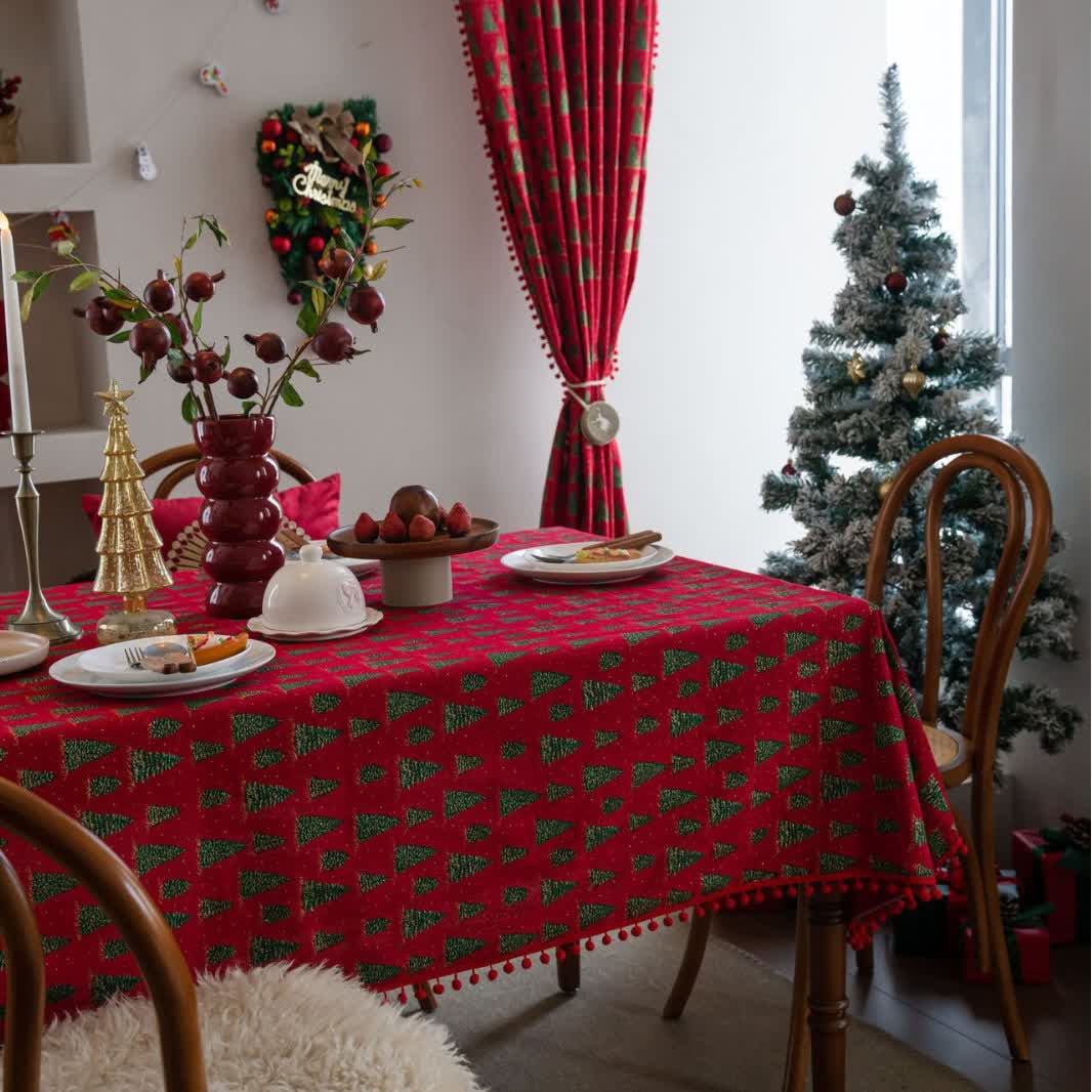 Christmas Fir Tree Print Tablecloth - 55" x 102" - image 0