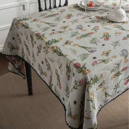 Vintage Butterfly Daffodils Jacquard Tablecloth - image 2