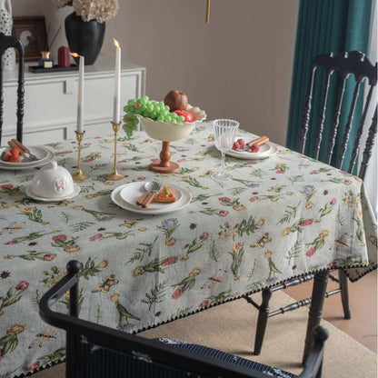 Vintage Butterfly Daffodils Jacquard Tablecloth - image 1