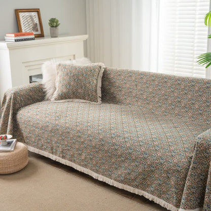 Jacquard Plaid Floral Sofa Protector - image 1