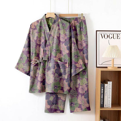 Peach Blossom Kimono style Loungewear Set - Purple - XL - image 4