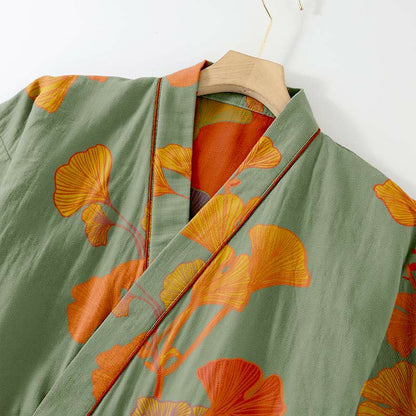 Large Ginkgo Leaf Cotton Kimono Pajamas - image 5
