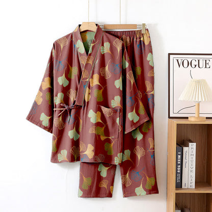 Ginkgo Cotton Gauze Kimono Loungewear Set - image 48