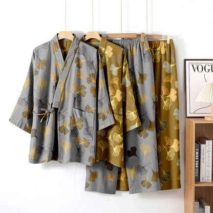 Ginkgo Cotton Gauze Kimono Loungewear Set - image 15
