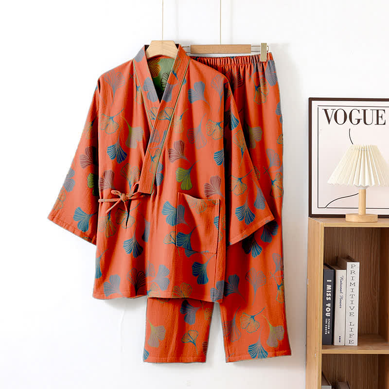 Ginkgo Cotton Gauze Kimono Loungewear Set - image 25