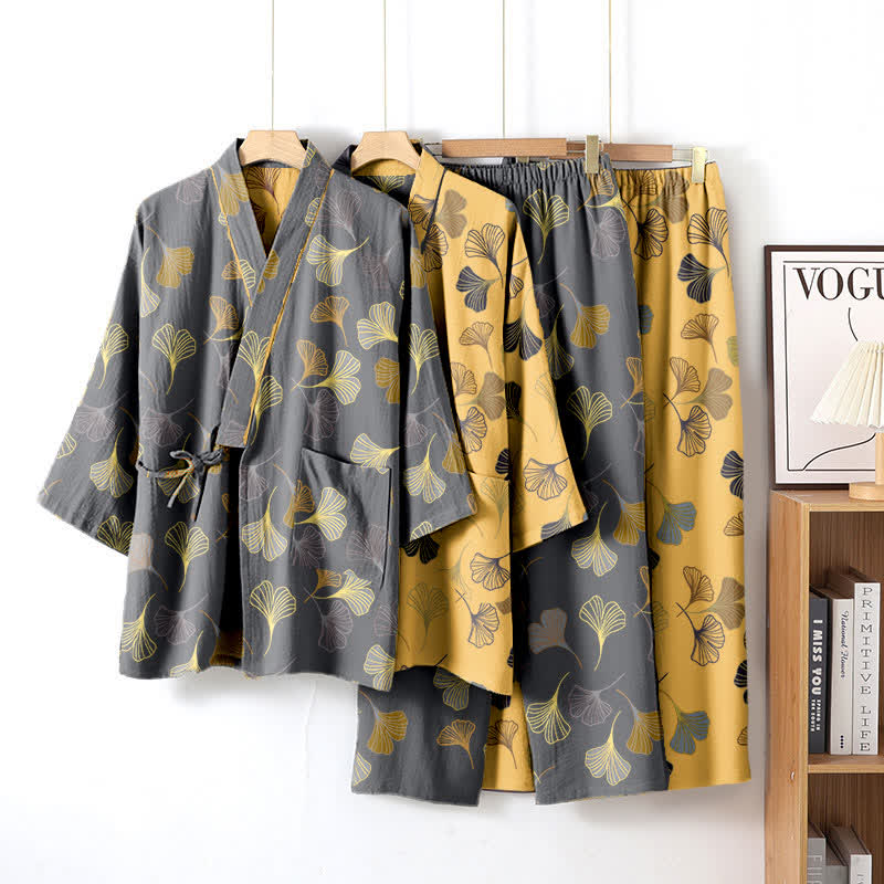 Ginkgo Cotton Gauze Kimono Loungewear Set - image 14