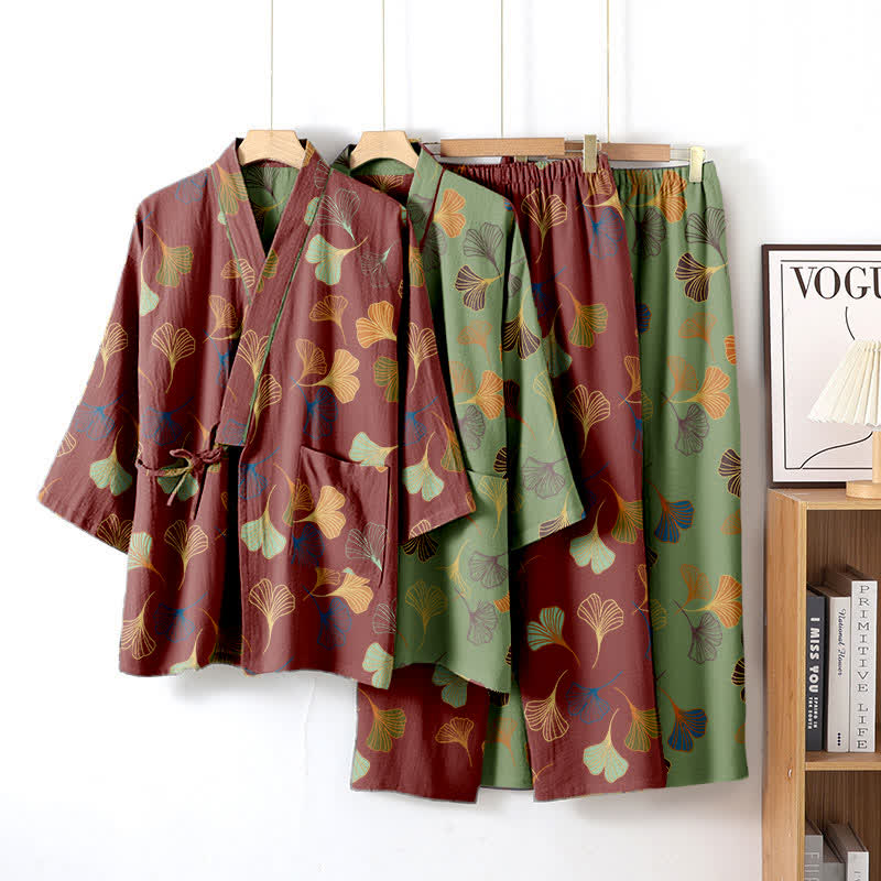 Ginkgo Cotton Gauze Kimono Loungewear Set - image 4