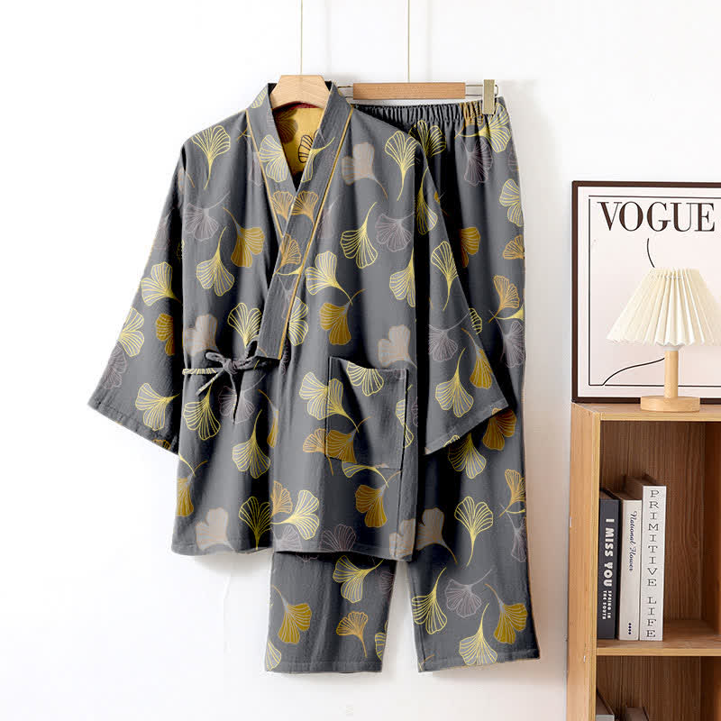 Ginkgo Cotton Gauze Kimono Loungewear Set - image 35