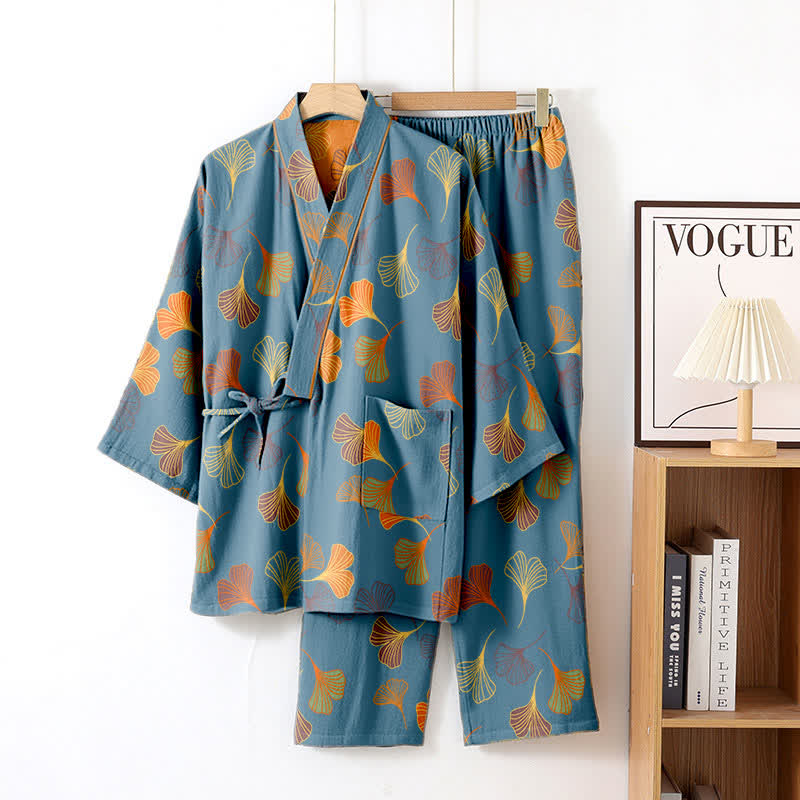 Ginkgo Cotton Gauze Kimono Loungewear Set - image 19