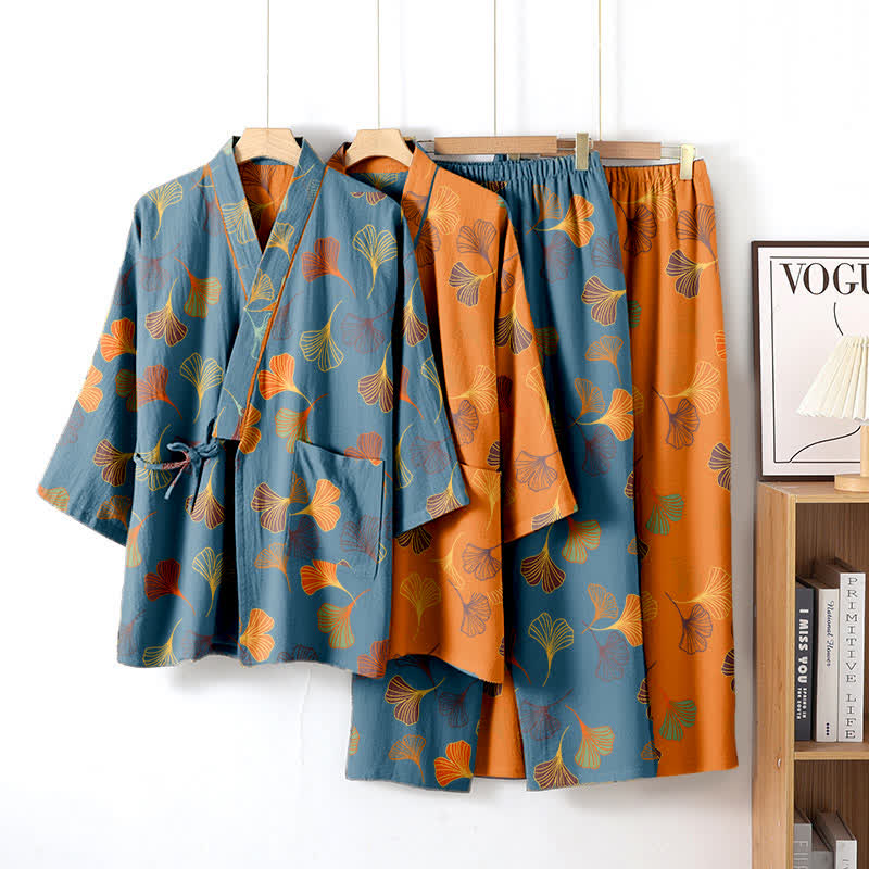 Ginkgo Cotton Gauze Kimono Loungewear Set - image 12